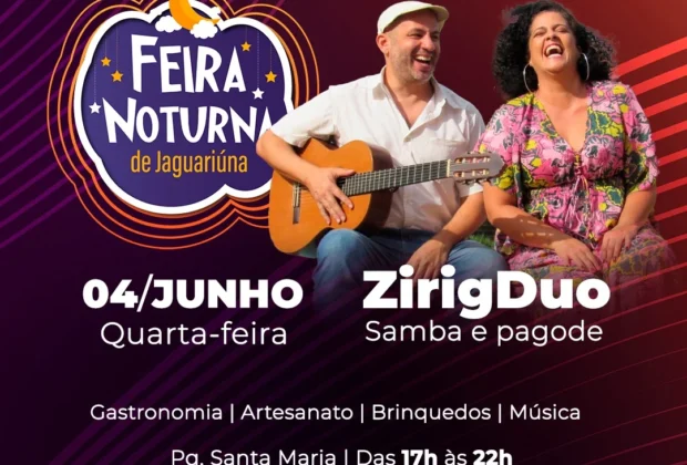 HOJE TEM SAMBA NA FEIRA NOTURNA DE JAGUARIÚNA
