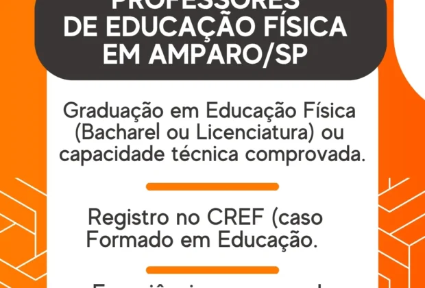 Vagas abertas para professores e monitores de Educação Física em Amparo