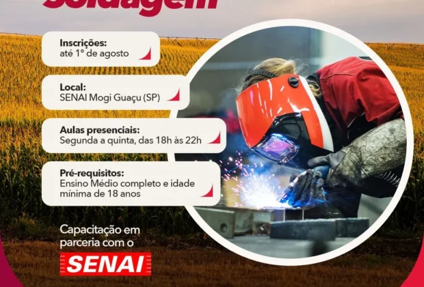 Lindsay e SENAI promovem curso gratuito em tecnologia de soldagem para pessoas com ensino médio completo em Mogi Guaçu