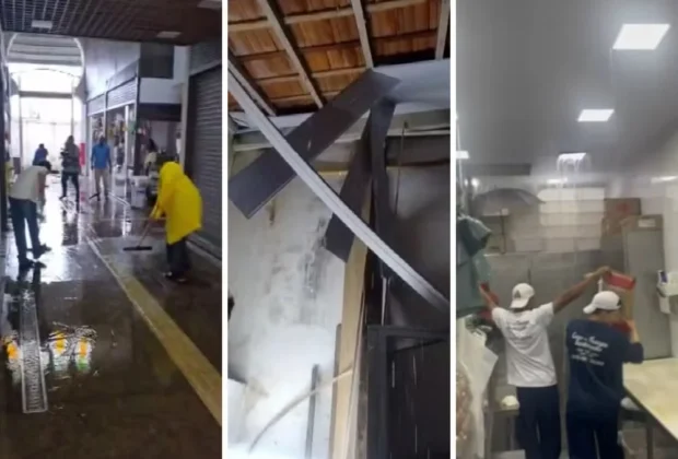 Mercadão de Campinas sofre com alagamentos menos de um mês após reinauguração