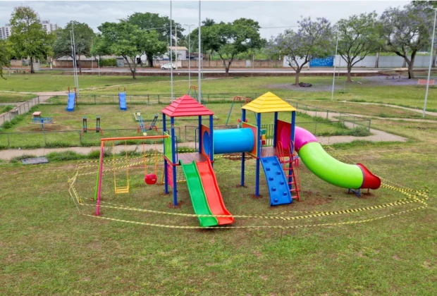 Obra da Praça do TG avança em Mogi Guaçu com playground, calistenia e pista de ciclismo asfaltada