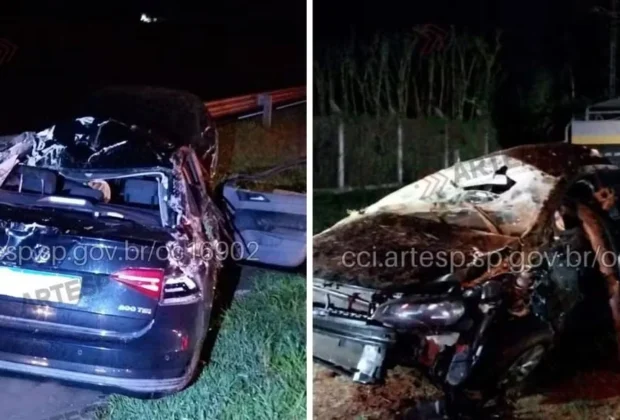Carro capota após bater em defensa metálica e uma pessoa morre em Mogi Mirim