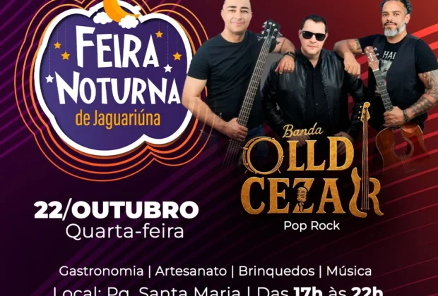 HOJE TEM POP ROCK NA FEIRA NOTURNA DE JAGUARIÚNA