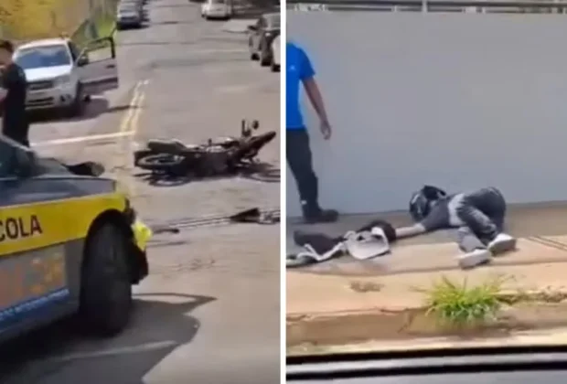 Motociclista fica gravemente ferido após ser atingido por carro de autoescola em Pedreira