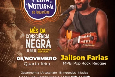 FEIRA NOTURNA DE JAGUARIÚNA TEM EDIÇÃO ESPECIAL DO MÊS DA CONSCIÊNCIA NEGRA