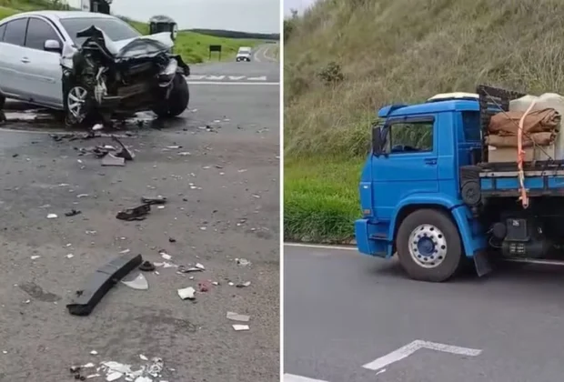 Batida entre carro e caminhão deixa uma pessoa ferida em rodovia de Itapira