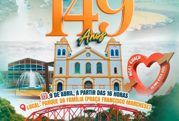 149 anos: ato cívico e shows marcam o aniversário de Mogi Guaçu no Parque da Família