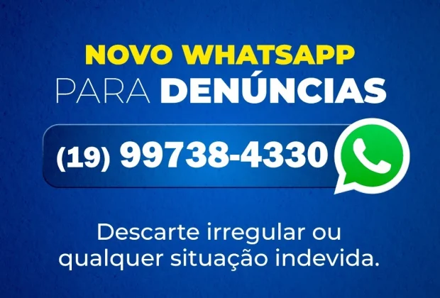 PREFEITURA DE JAGUARIÚNA DISPONIBILIZA NOVO WHATSAPP PARA DENÚNCIAS DE DESCARTE IRREGULAR