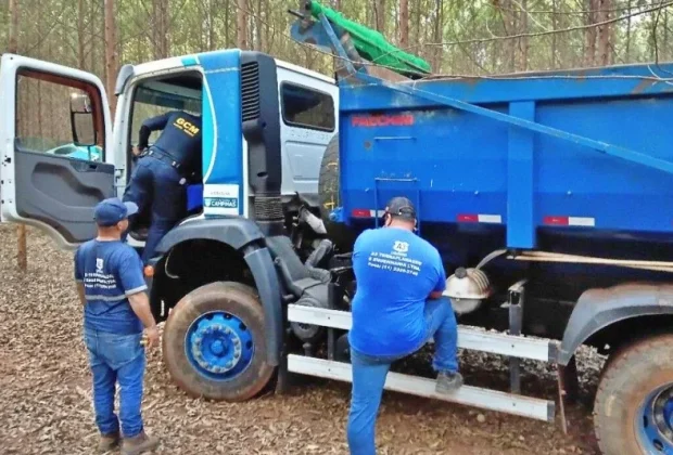 GCM localiza caminhão furtado em área de eucaliptos às margens da SP-340 em Mogi Mirim