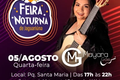 Feira Noturna de Jaguariúna recebe Mayara Góis nesta quarta-feira