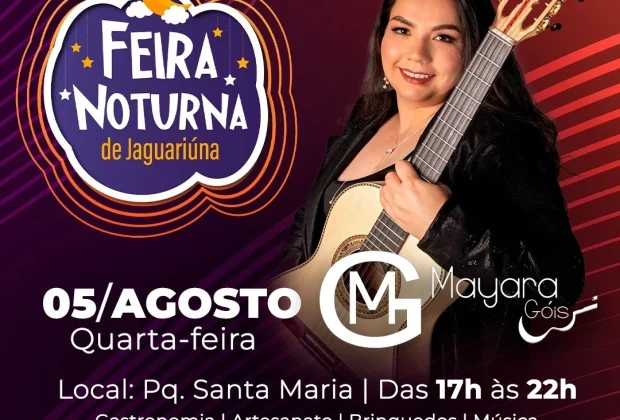 Feira Noturna de Jaguariúna recebe Mayara Góis nesta quarta-feira