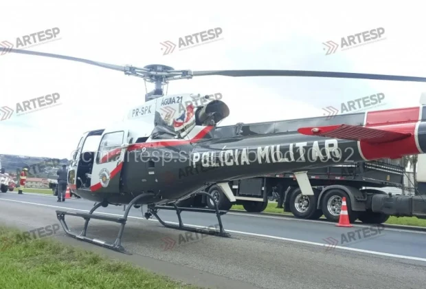 Motociclista fica gravemente ferido após colisão com caminhão na SP-340, em Jaguariúna