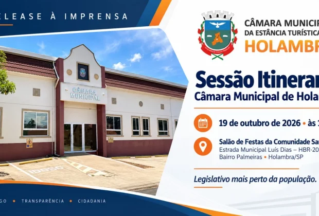 Câmara de Holambra realizará sessão itinerante no Bairro Palmeiras em outubro