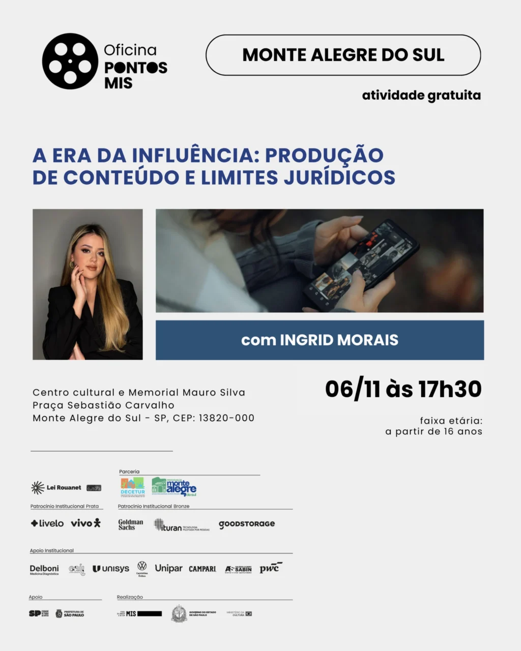 Monte Alegre do Sul recebe oficina sobre conteúdo digital e limites jurídicos — Monte Alegre do Sul