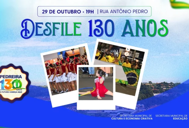 Pedreira celebrará 130 anos com desfile cívico na noite de 29 de outubro