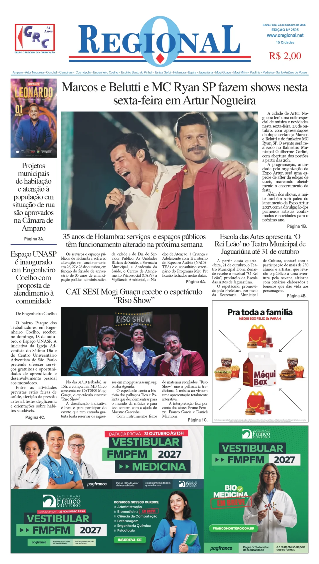 Última edição do Jornal O Regional