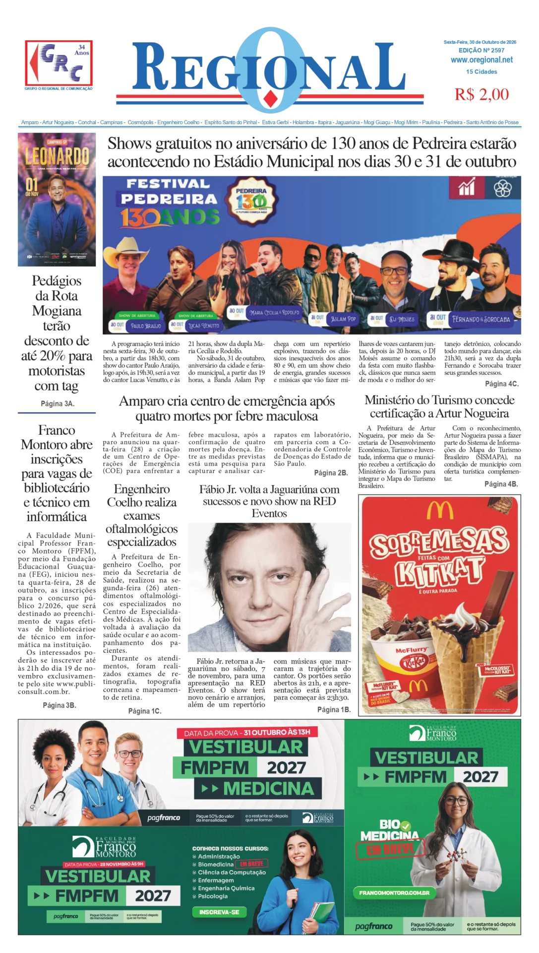 Última edição do Jornal O Regional