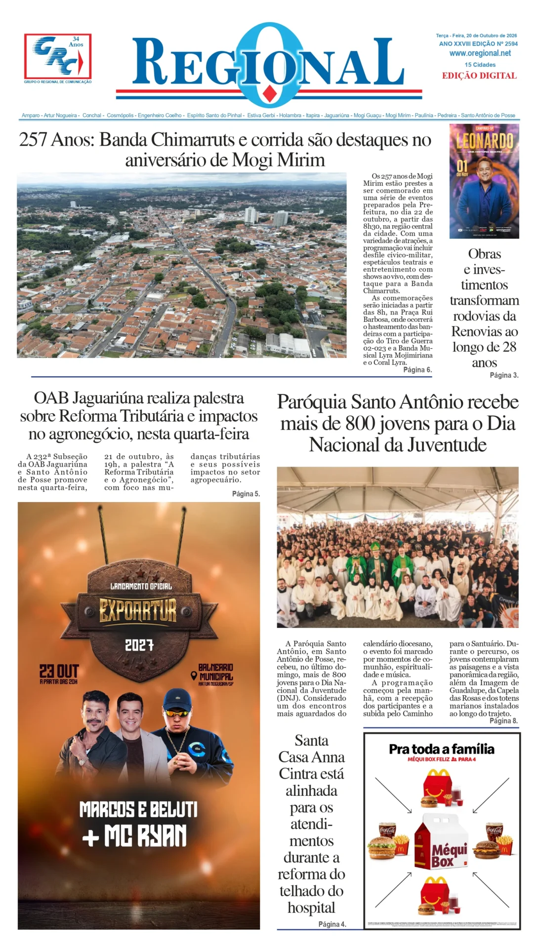 Última edição do Jornal O Regional
