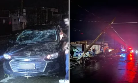 Tempestade derruba árvores, danifica carros e afeta escolas em Estiva Gerbi